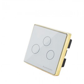 Công tắc wifi âm tường vuông CT3VW-WF-VV (Kính trắng viền vàng)