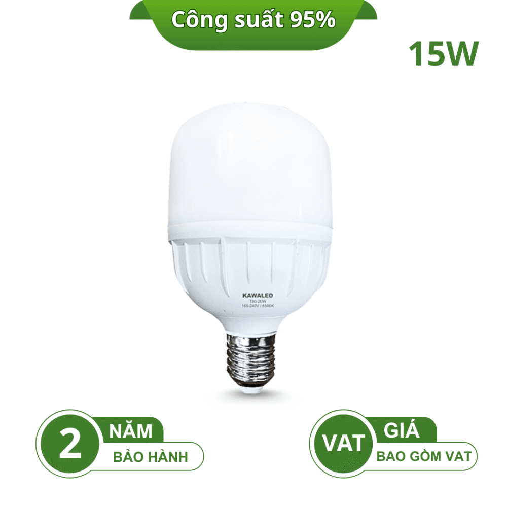 BÓNG ĐÈN LED BULB TRỤ THÂN NHỰA LED2-T70-15W CÔNG SUẤT 95%